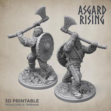 3D Printed Asgard Rising Midgard Viking Shieldman 28mm-32mm Ragnarok D&D (Online Only)