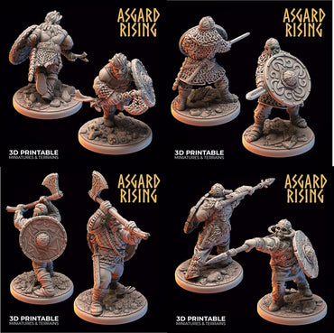 3D Printed Asgard Rising Midgard Viking Shieldman Set 28 32 mm Wargaming DnD (Online Only)
