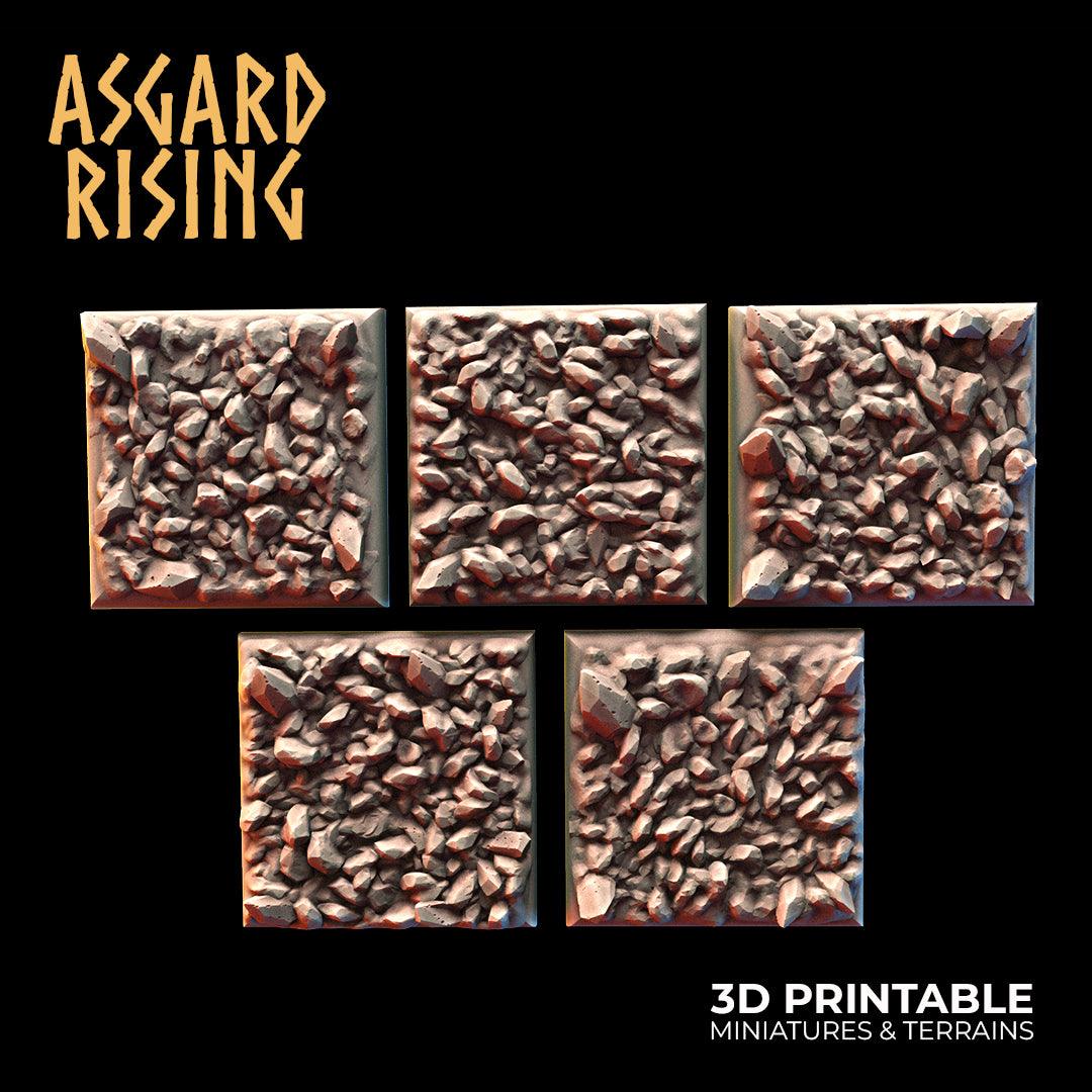 3D Printed Asgard Rising Miner Rubble Round Square Set 25 28 32 35mm D&D (Online Only)