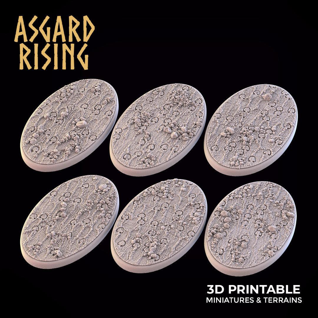 3D Printed Asgard Rising Mud Dirt Oval Base Set 35x60mm  - 32mm D&D (Online Only)