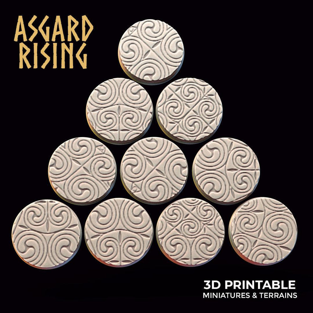 3D Printed Asgard Rising Ornament Theme Round Base Set 25 28 32 35mm D&D (Online Only)