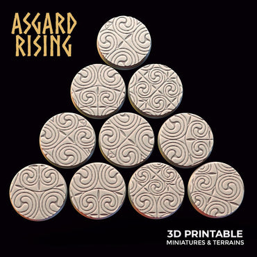 3D Printed Asgard Rising Ornament Theme Round Base Set 25 28 32 35mm D&D (Online Only)