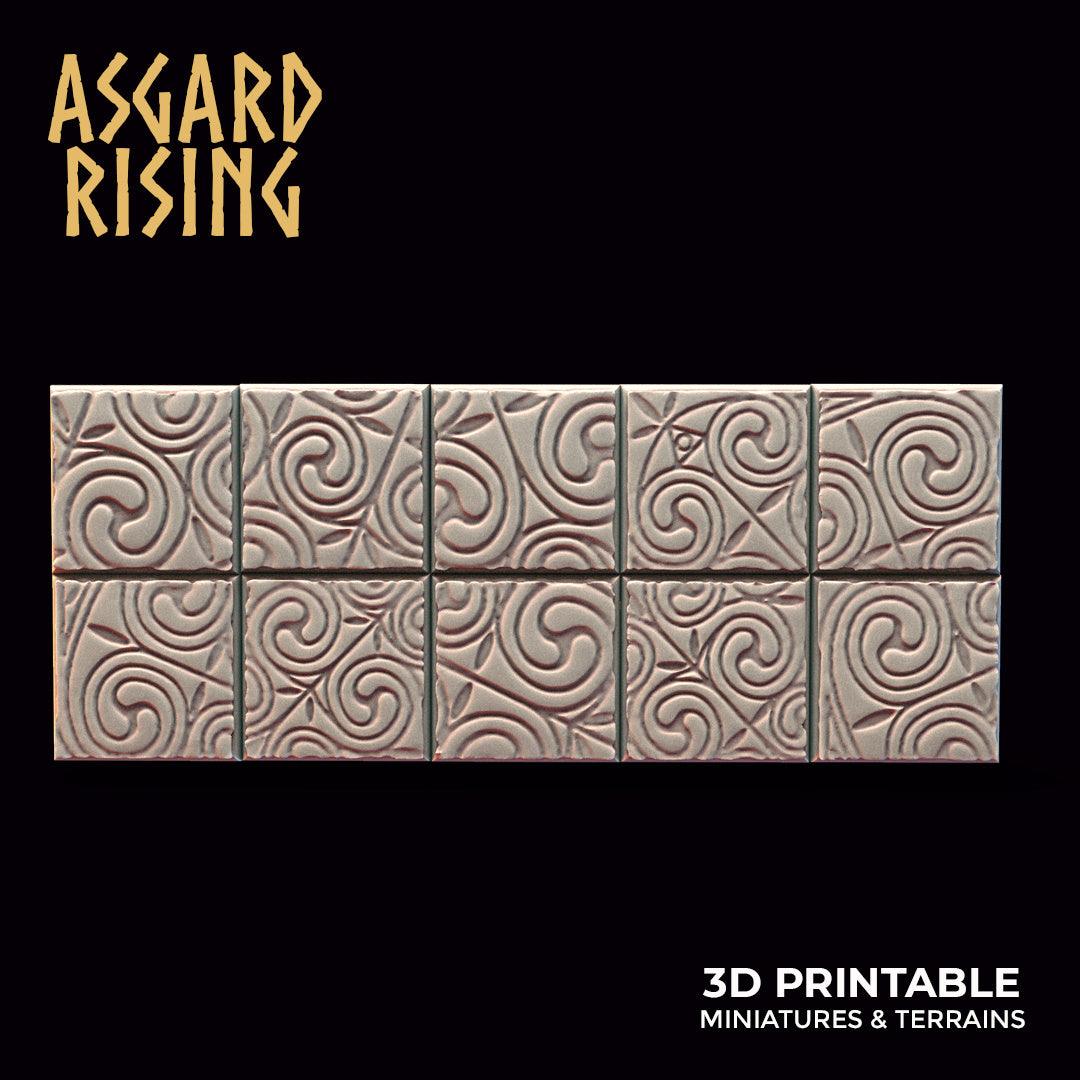 3D Printed Asgard Rising Ornament Theme Square Base Set 25 28 32 35mm D&D (Online Only)