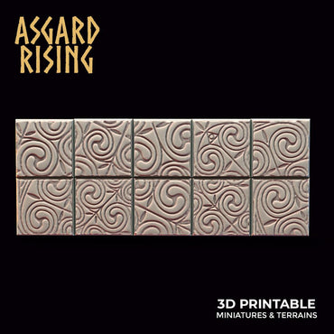 3D Printed Asgard Rising Ornament Theme Square Base Set 25 28 32 35mm D&D (Online Only)