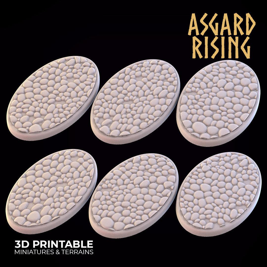 3D Printed Asgard Rising Pavement Oval Base Set 35x60mm  - 32mm D&D (Online Only)