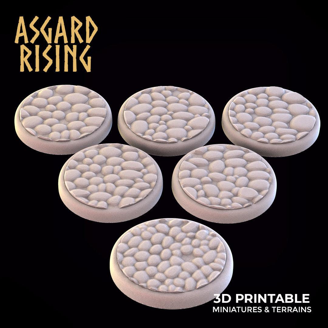 3D Printed Asgard Rising Pavement Round Base Set 25 28 32 35mm D&D (Online Only)