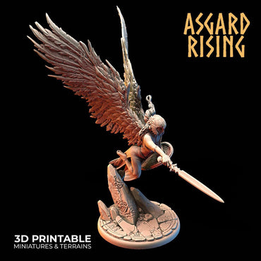 3D Printed Asgard Rising Rangrid the Winged Valkyrie 28 32 mm Wargaming DnD (Online Only)