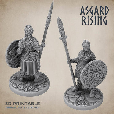 3D Printed Asgard Rising Resin Shield Maiden 28mm-32mm Ragnarok D&D (Online Only)