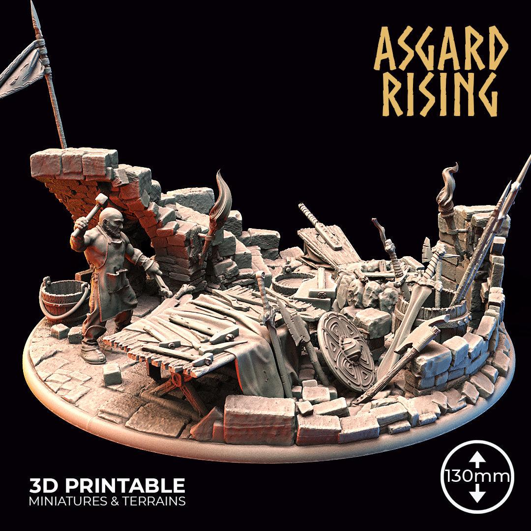 3D Printed Asgard Rising Riddle of Steel Diorama Blacksmith 28mm 32mm Ragnarok D&D (Online Only)