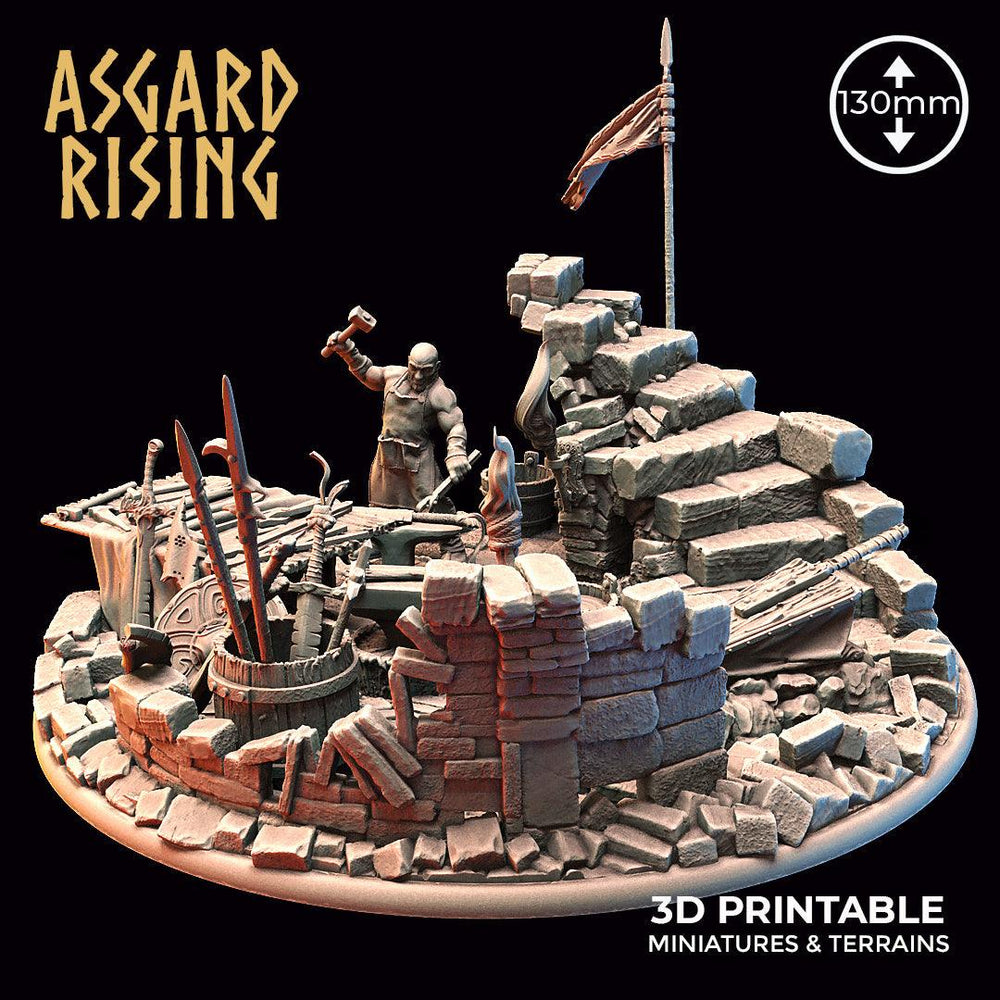 3D Printed Asgard Rising Riddle of Steel Diorama Blacksmith 28mm 32mm Ragnarok D&D (Online Only)