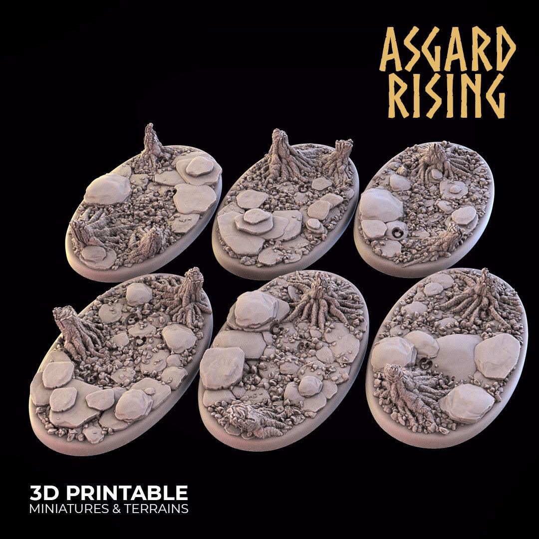 3D Printed Asgard Rising Roadside Oval Base Set 75x42mm  - 32mm D&D (Online Only)