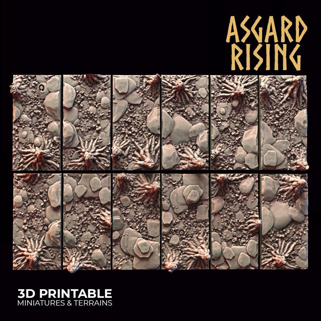 3D Printed Asgard Rising Roadside Rectangular Base Set 50x25mm D&D (Online Only)