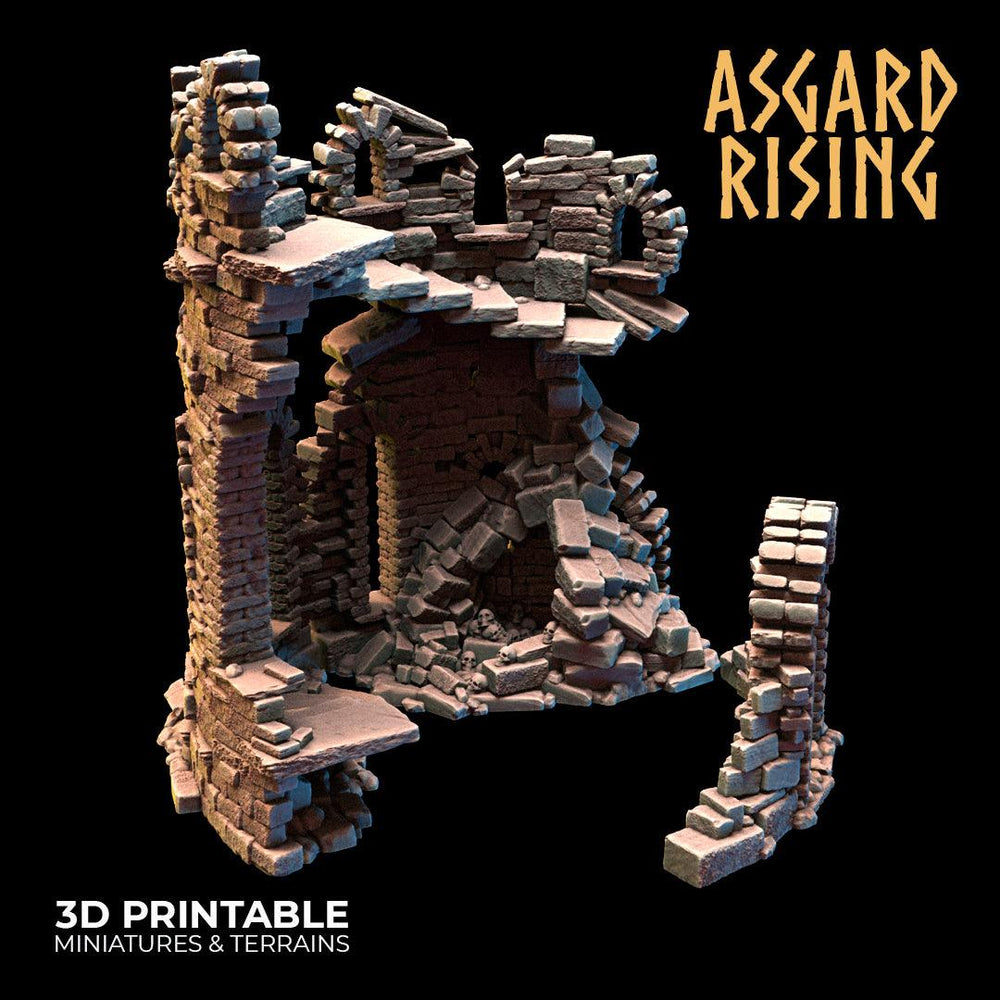 3D Printed Asgard Rising Ruined Tower -  Ragnarok D&D (Online Only)