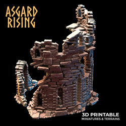 3D Printed Asgard Rising Ruined Tower -  Ragnarok D&D (Online Only)