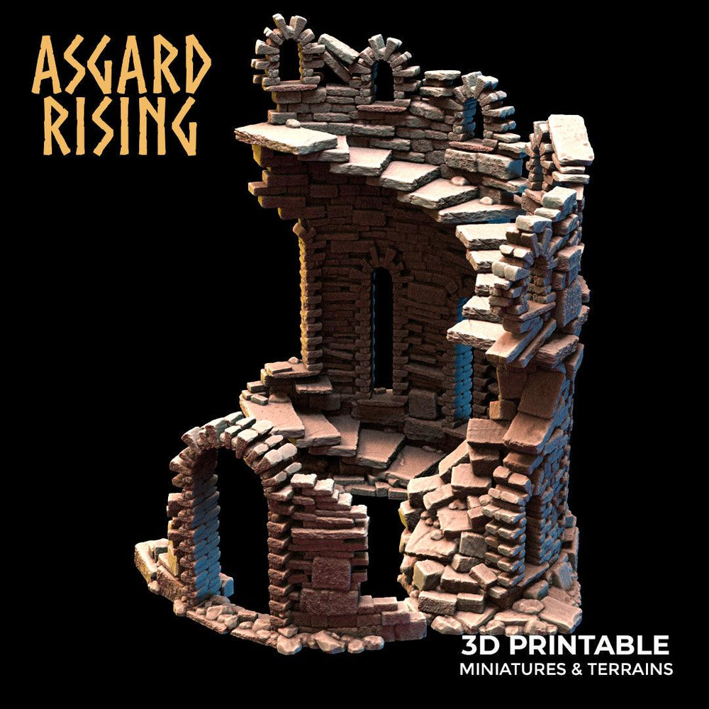 3D Printed Asgard Rising Ruined Tower -  Ragnarok D&D (Online Only)