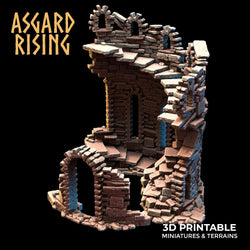 3D Printed Asgard Rising Ruined Tower -  Ragnarok D&D (Online Only)