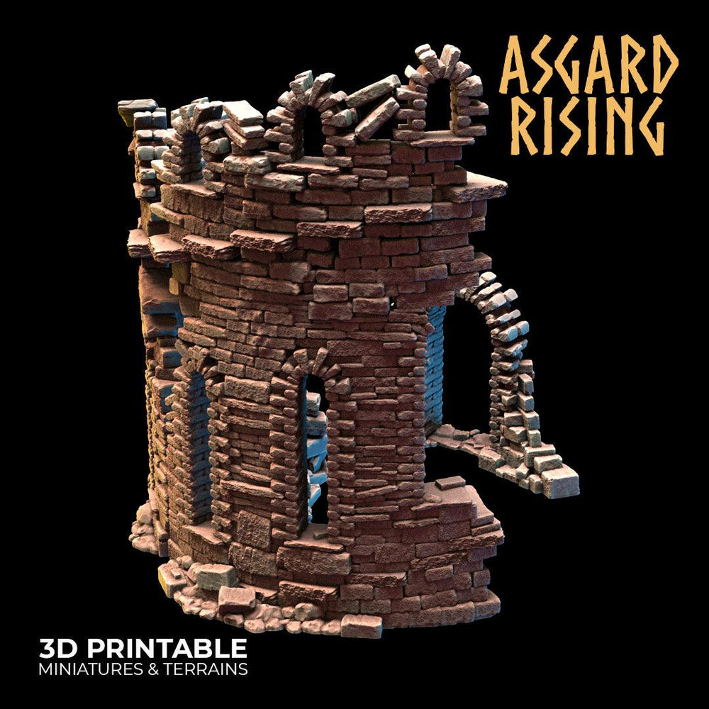 3D Printed Asgard Rising Ruined Tower -  Ragnarok D&D (Online Only)
