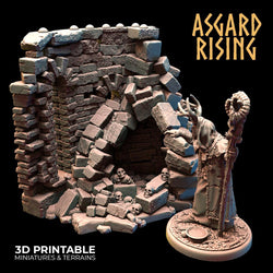 3D Printed Asgard Rising Ruined Tower -  Ragnarok D&D (Online Only)
