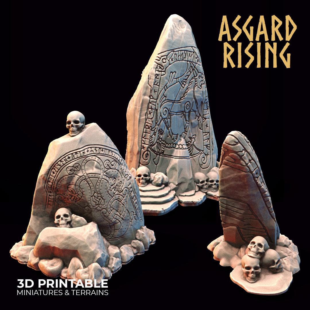 3D Printed Asgard Rising Rune Stones Set 28mm - 32mm Ragnarok D&D (Online Only)