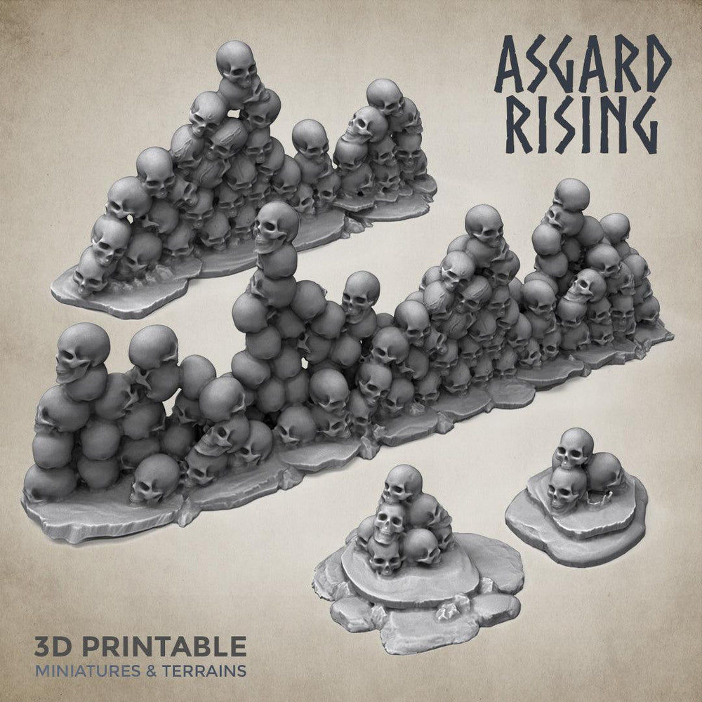 3D Printed Asgard Rising Skull Head Wall Marker Set 28mm-32mm Ragnarok D&D (Online Only)
