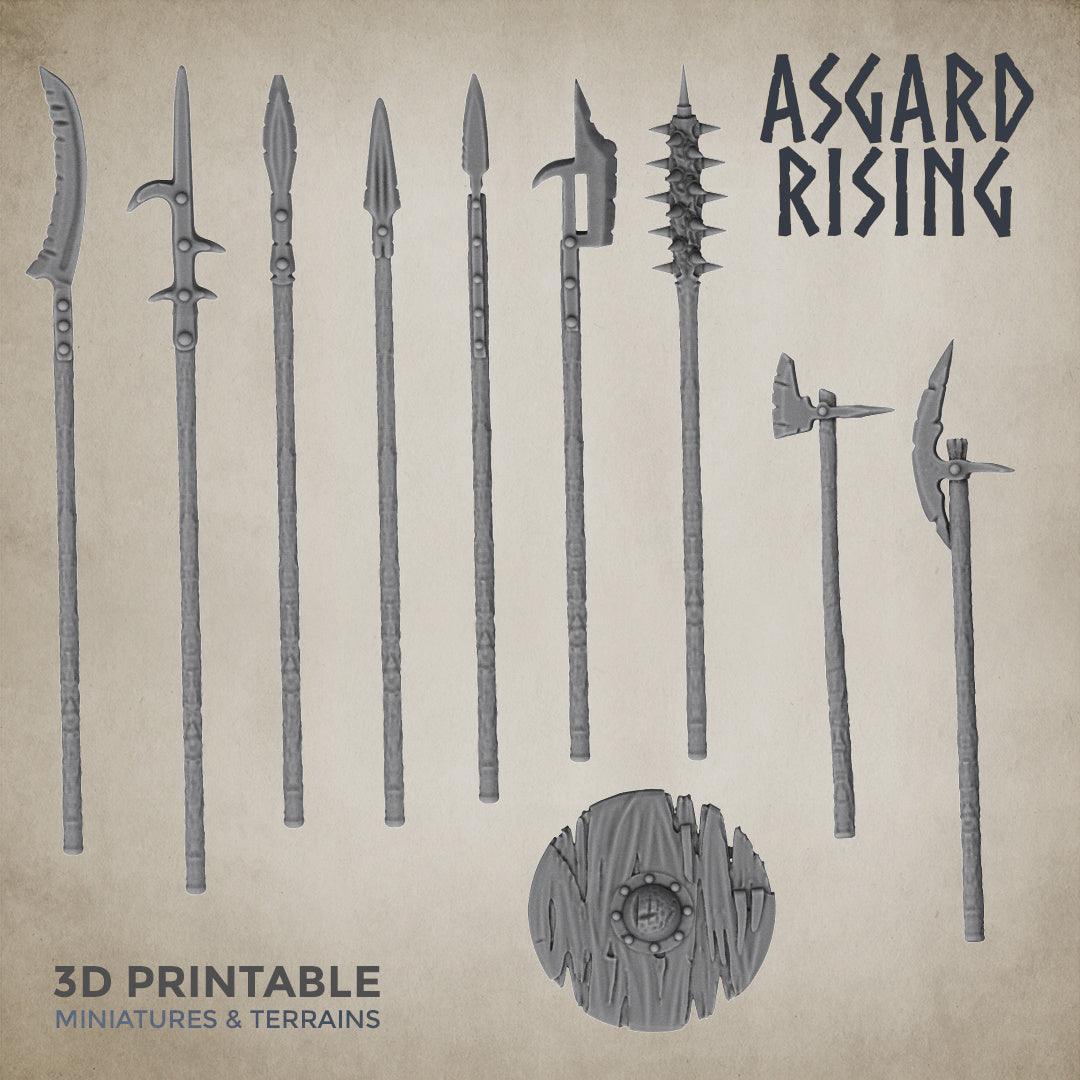 3D Printed Asgard Rising Spear Weapon Set 7 - 32mm D&D (Online Only)