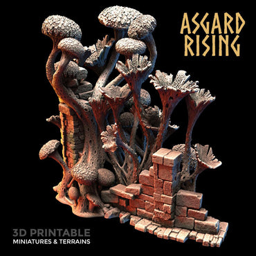 3D Printed Asgard Rising Stone Construction Ruins Fungi Infected 28mm - 32mm Ragnarok D&D (Online Only)