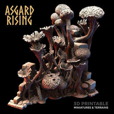 3D Printed Asgard Rising Stone Construction Ruins Fungi Infected 28mm - 32mm Ragnarok D&D (Online Only)