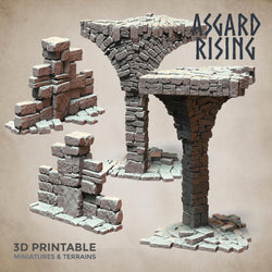 3D Printed Asgard Rising Stone Construction Ruins Ruined Modular Set 28mm - 32mm Ragnarok D&D (Online Only)