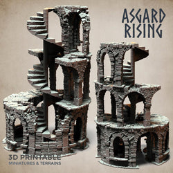 3D Printed Asgard Rising Stone Construction Ruins Ruined Modular Set 28mm - 32mm Ragnarok D&D (Online Only)
