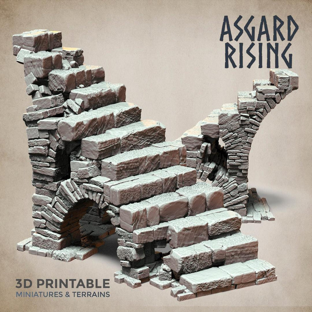 3D Printed Asgard Rising Stone Construction Ruins Ruined Modular Set 28mm - 32mm Ragnarok D&D (Online Only)