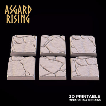 3D Printed Asgard Rising Stone Floor Square Base Set 25 28 32 35mm D&D (Online Only)