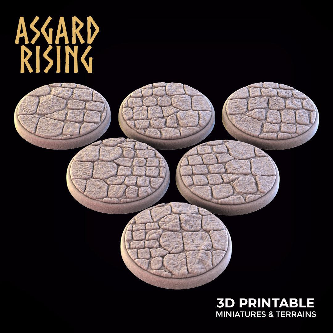 3D Printed Asgard Rising Stone Road Round Base Set 25 28 32 35mm D&D (Online Only)