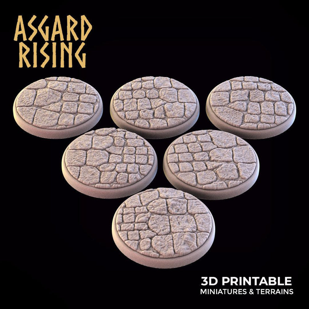 3D Printed Asgard Rising Stone Road Round Base Set 25 28 32 35mm D&D (Online Only)