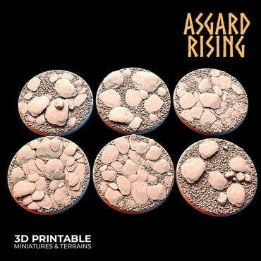 3D Printed Asgard Rising Stone Rock Round Base Set 25 28 32 35mm D&D (Online Only)
