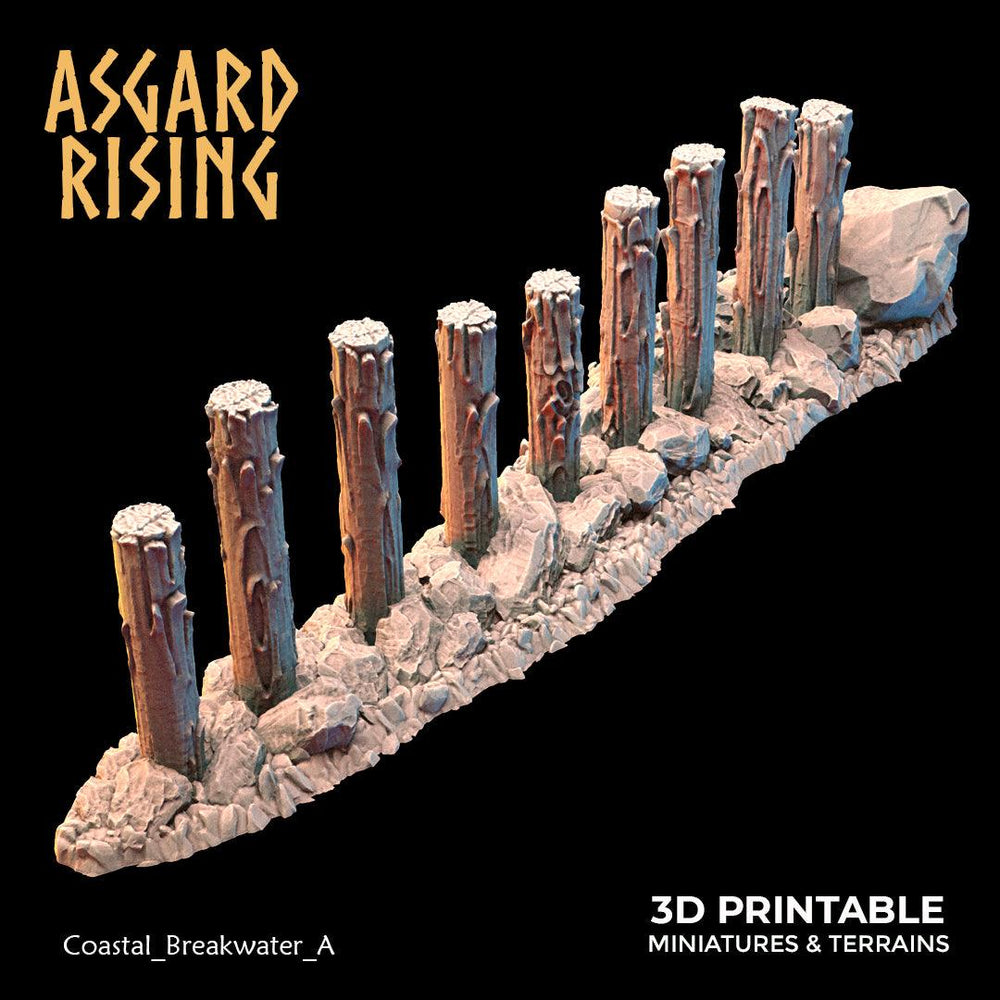 3D Printed Asgard Rising The Coastal Harbor Breakwater Set 28 32 mm Wargaming DnD (Online Only)