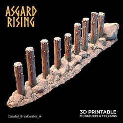 3D Printed Asgard Rising The Coastal Harbor Breakwater Set 28 32 mm Wargaming DnD (Online Only)