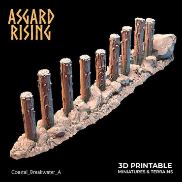 3D Printed Asgard Rising The Coastal Harbor Breakwater Set 28 32 mm Wargaming DnD (Online Only)