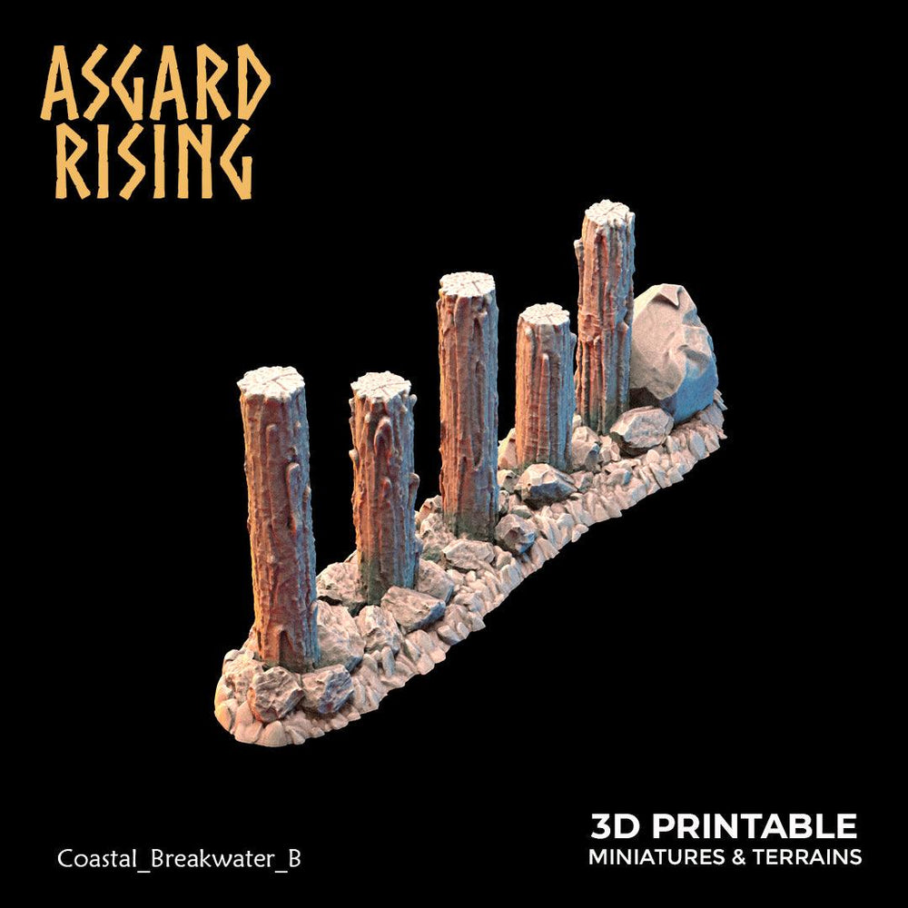 3D Printed Asgard Rising The Coastal Harbor Breakwater Set 28 32 mm Wargaming DnD (Online Only)