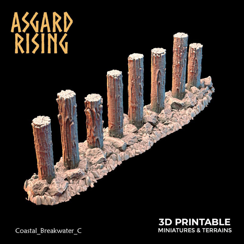 3D Printed Asgard Rising The Coastal Harbor Breakwater Set 28 32 mm Wargaming DnD (Online Only)