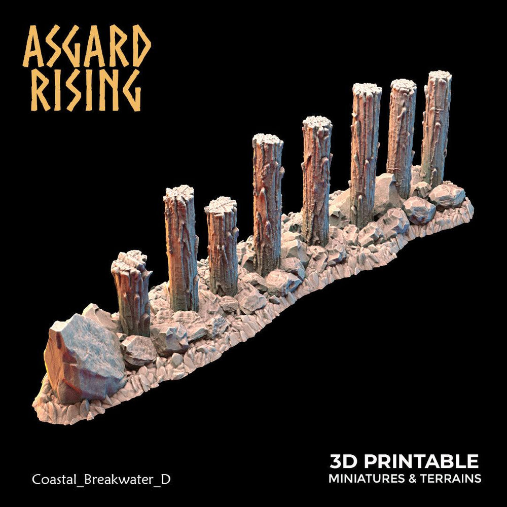 3D Printed Asgard Rising The Coastal Harbor Breakwater Set 28 32 mm Wargaming DnD (Online Only)