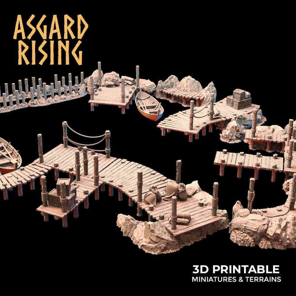 3D Printed Asgard Rising The Coastal Harbor Pier Set 28 32 mm Wargaming DnD (Online Only)