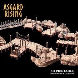 3D Printed Asgard Rising The Coastal Harbor Pier Set 28 32 mm Wargaming DnD (Online Only)