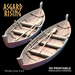 3D Printed Asgard Rising The Coastal Harbor Wooden Boat Set 28 32 mm Wargaming DnD (Online Only)