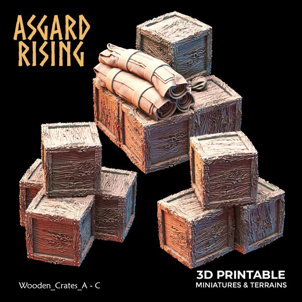 3D Printed Asgard Rising The Coastal Harbor Wooden Crates 28 32 mm Wargaming DnD (Online Only)