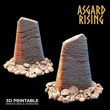 3D Printed Asgard Rising Tombstone and Gravestone Set 28mm-32mm Ragnarok D&D (Online Only)