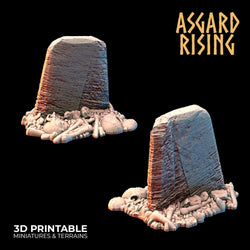3D Printed Asgard Rising Tombstone and Gravestone Set 28mm-32mm Ragnarok D&D (Online Only)