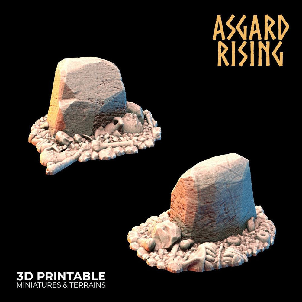 3D Printed Asgard Rising Tombstone and Gravestone Set 28mm-32mm Ragnarok D&D (Online Only)