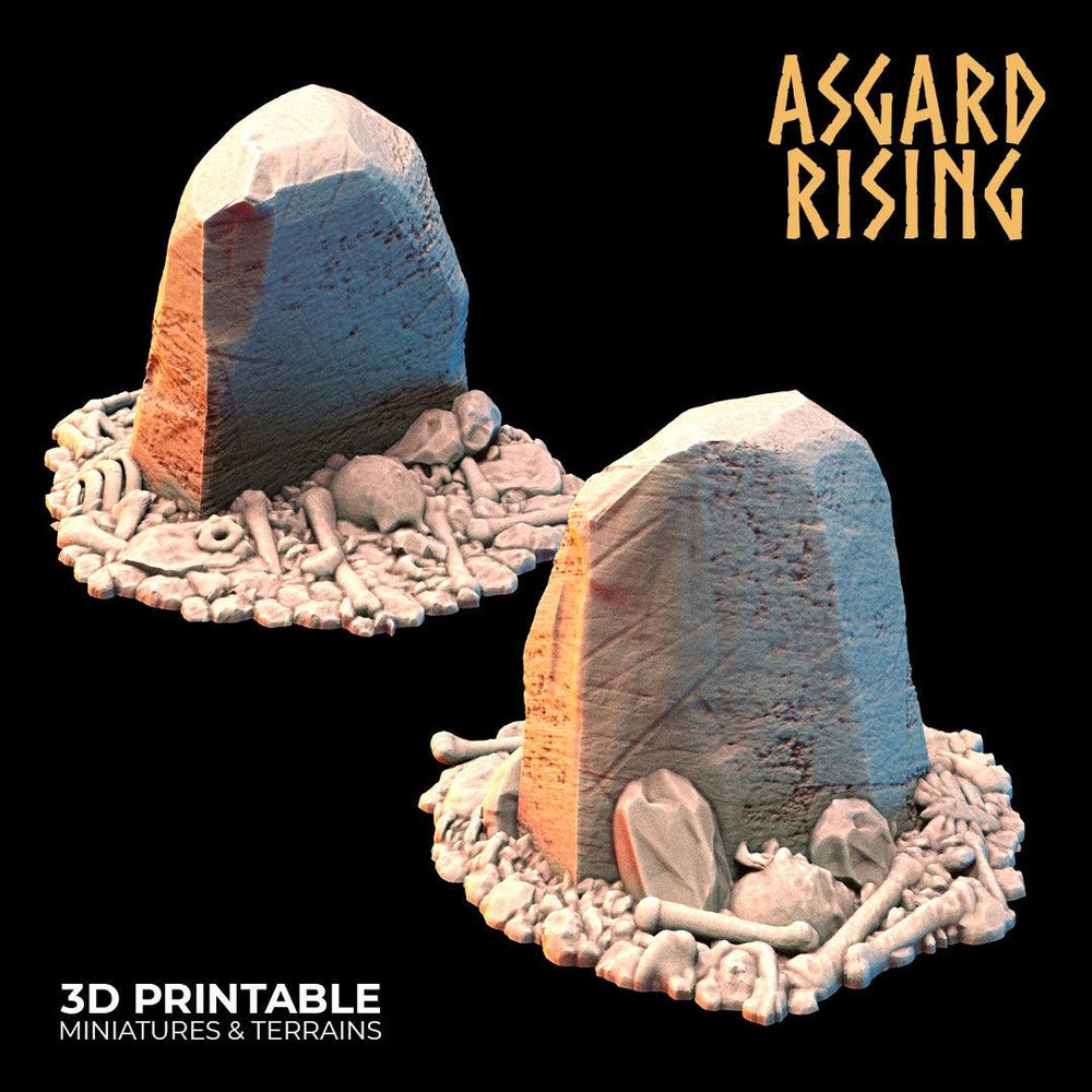 3D Printed Asgard Rising Tombstone and Gravestone Set 28mm-32mm Ragnarok D&D (Online Only)