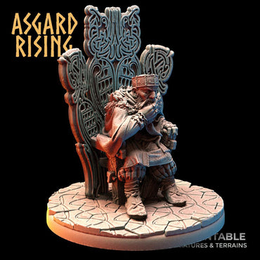3D Printed Asgard Rising Viking King Eysteinn with Throne 28 32 mm Wargaming DnD (Online Only)