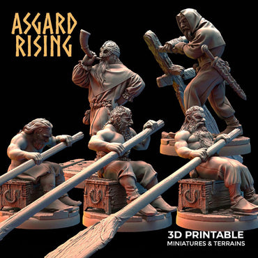 3D Printed Asgard Rising Viking Sailors Rowers 28 32 mm Wargaming DnD (Online Only)